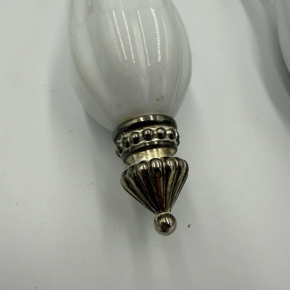 Three‎ Piece Elegant Godinger Silver Plate Serving Set White Porcelain Handle
